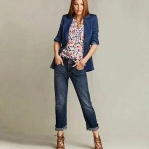 CABI DARK WASH HIGH RISE STRAIGHT LEG TRUE BOYFRIEND JEANS SIZE 12